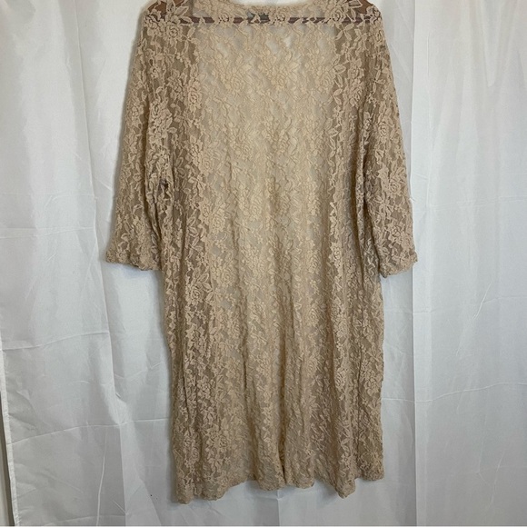 DOUBLE TAKE Women’s Tan Nude Lacy Sheer Kimono Cardigan Robe One Size - Picture 11 of 13